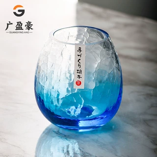 日式八千代东洋佐佐木创意水晶玻璃家用冰裂纹玻璃水杯牛奶咖啡杯