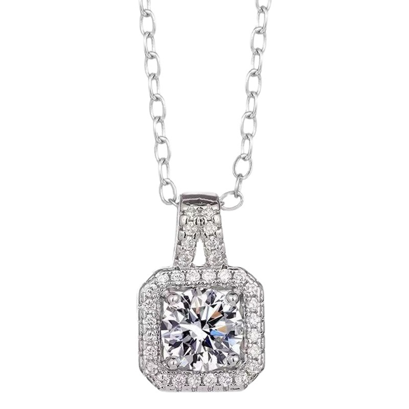 Light Luxury Jewelry Moissanite Square Pendant Clavicle Chain for Women, Micro-Inlaid Square Zircon Necklace, Perfume Bottle Design, Fresh and Sweet