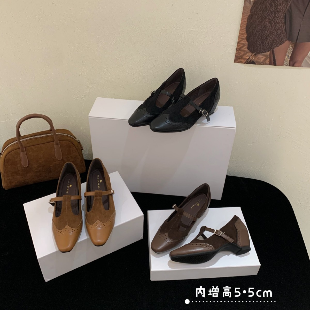 232-678~内增高~坡跟法式复古玛丽珍单鞋女鞋子2025年秋季新款