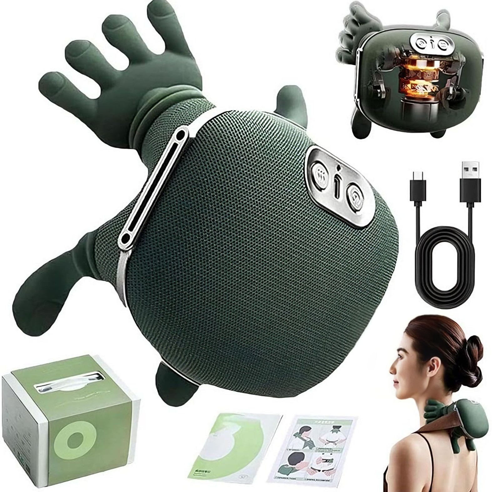 Master's Hand Shoulder and Neck Massager Multifunctional Home Cervical Massager with Heating and Kneading Massage Shawl Popular Gift