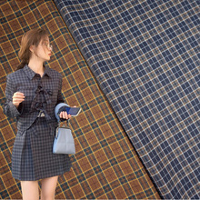 春秋西装套装格子面料批发TR色织弹力格子布日韩裤子包裙时装布料