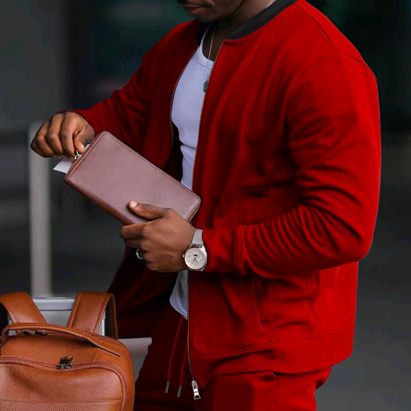 700g Weight Long Sleeve Sleeve Length Cotton Blend, Polyester Fabric Type Pants Sets Sets Type 2 Pieces Set Quantity Casual Occasion Collarless Neckline Regular Fit Fit Type Solid Color Pattern Spring, Autumn Season Men's Gender Simple Style Style Casual Men's Simple Style Solid Color Cotton Blend Polyester Pants Sets 24