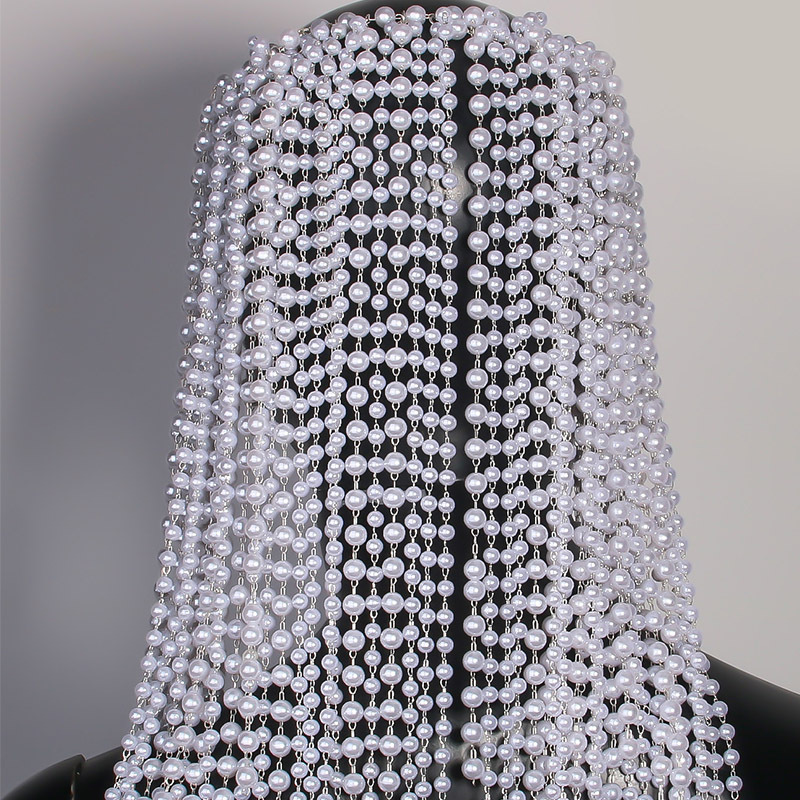 Amazon Hot sale de perlas largas cadenas de cabello exageradas ping toques accesorios de hip hop cadena de cabello