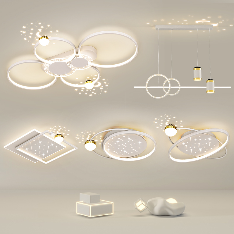 Luz principal de la sala de estar simple moderna tres dormitorios dos sala de estar toda la casa combina paquete de lámparas de lámparas Guangdong Zhongshan lámpara de sala de estar lámpara de techo