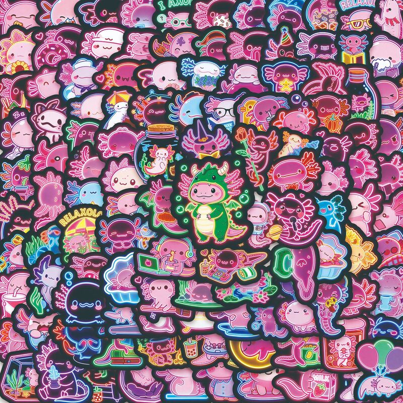 120 Pieces of Salamander Neon Graffiti Stickers Waterproof Aesthetic Decoration Guitar Notebook Suitcase DIY Waterproof Wholesale