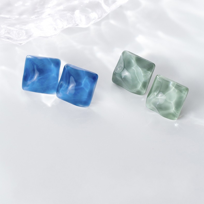 7g Weight 925 Sterling Silver Ear Needle Material No Inlaid Inlay Material Earrings, Ear Studs Classification Wedding, Travel Occasion Resin Material Geometric Pattern Women'S Gender Simple Style Style White, Purple, Green, Silver Color Simple Style Geometric Resin No Inlaid Earrings Ear Studs 无