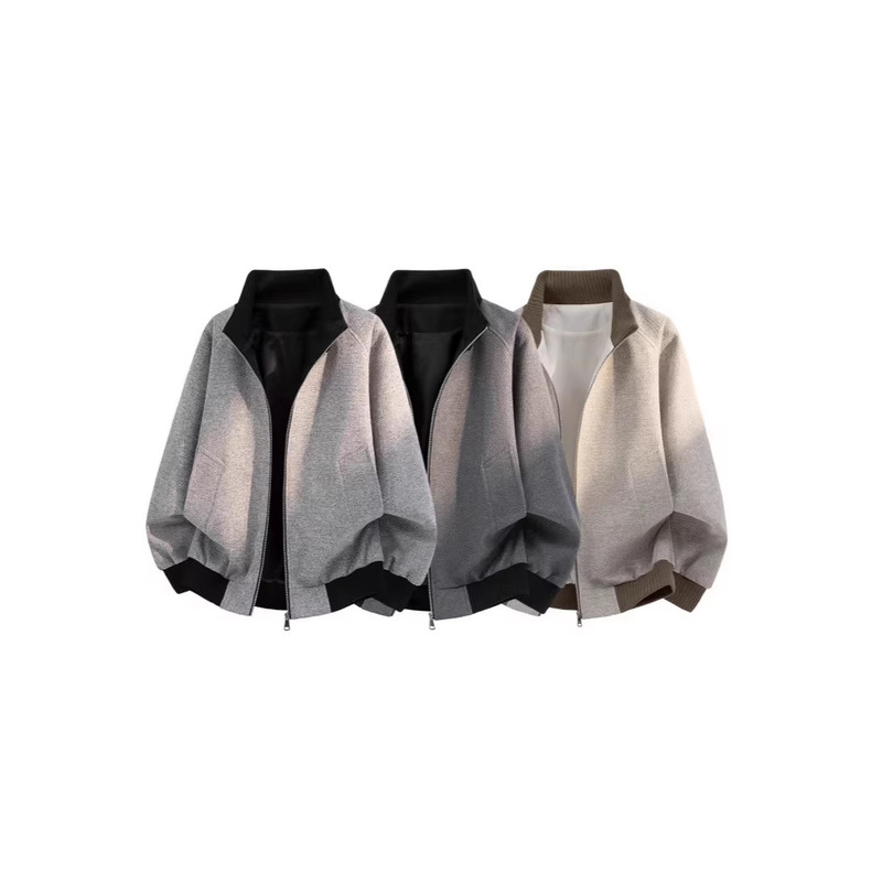 American-Style Color-Block Stand-Collar Baseball Jacket for Men, New Spring and Autumn Short Trendy Retro Loose Casual Jacket