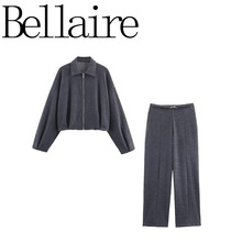 ZA外贸批发 欧美风 法式 女装 柔软夹克外套+斜纹裤套装 0264463