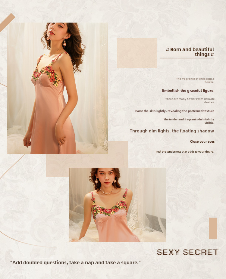 Yiying nouvelle chemise de nuit sexy sangle satin pyjamas femmes été pur désir style chemise de nuit tentation sexy lingerie costume_voghion.com