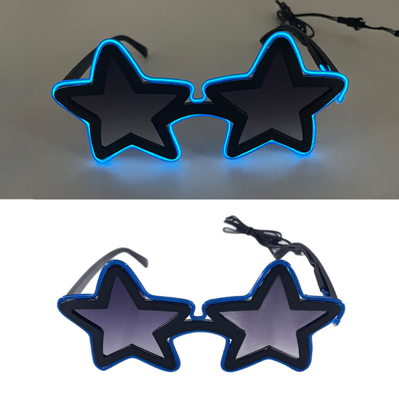 Nuevas gafas luminosas LED, barra de fiesta, festival de música de Bengdi, gafas luminosas de estrella de cinco puntas, accesorios brillantes