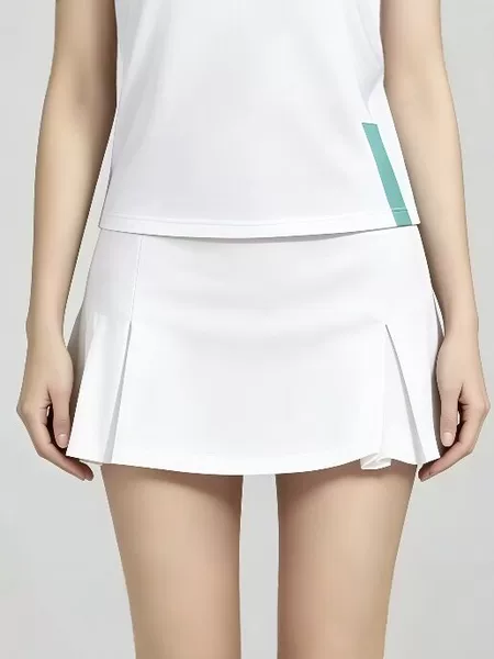 White quick-dry tennis skirt for women, anti-exposure pleated sports skirt for fitness, running, and outdoor activities