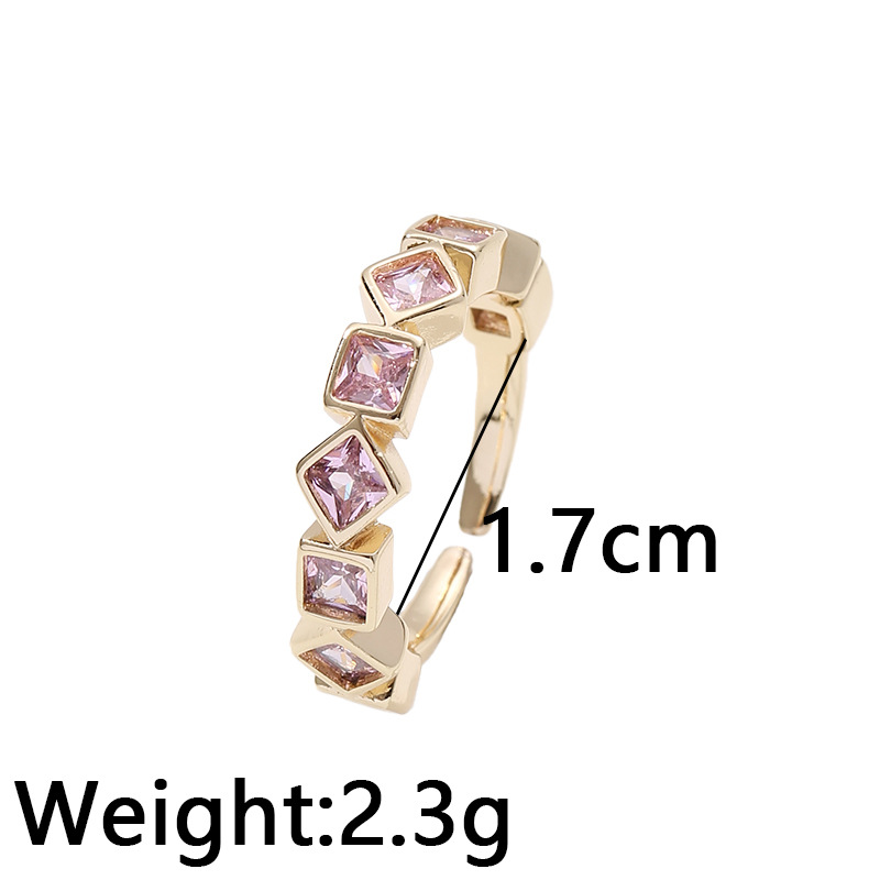 Fashion Square Copper Plating Zircon Open Ring display picture 1