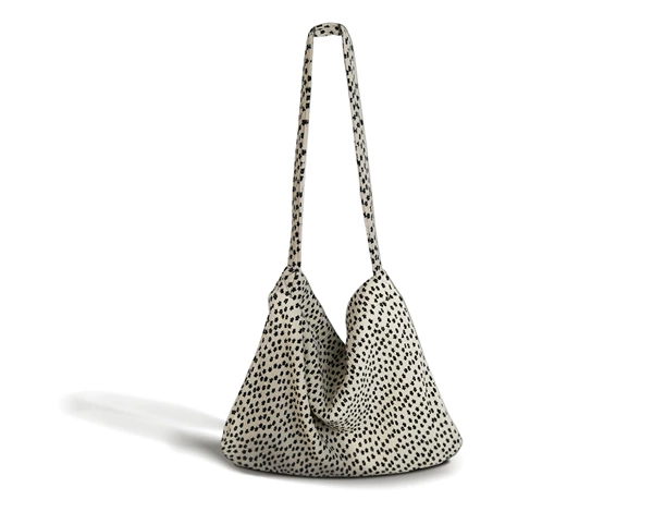 Black flower white floral bag