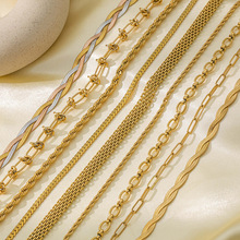 欧美跨境ins风潮流古巴链项链18k金不掉色时髦个性链条高级感首饰