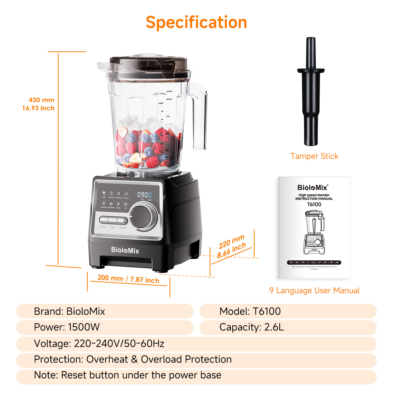 Mezclador de pantalla inteligente transfronteriza gran capacidad rompiendo paredes molino máquina de cocina mezclador image 5