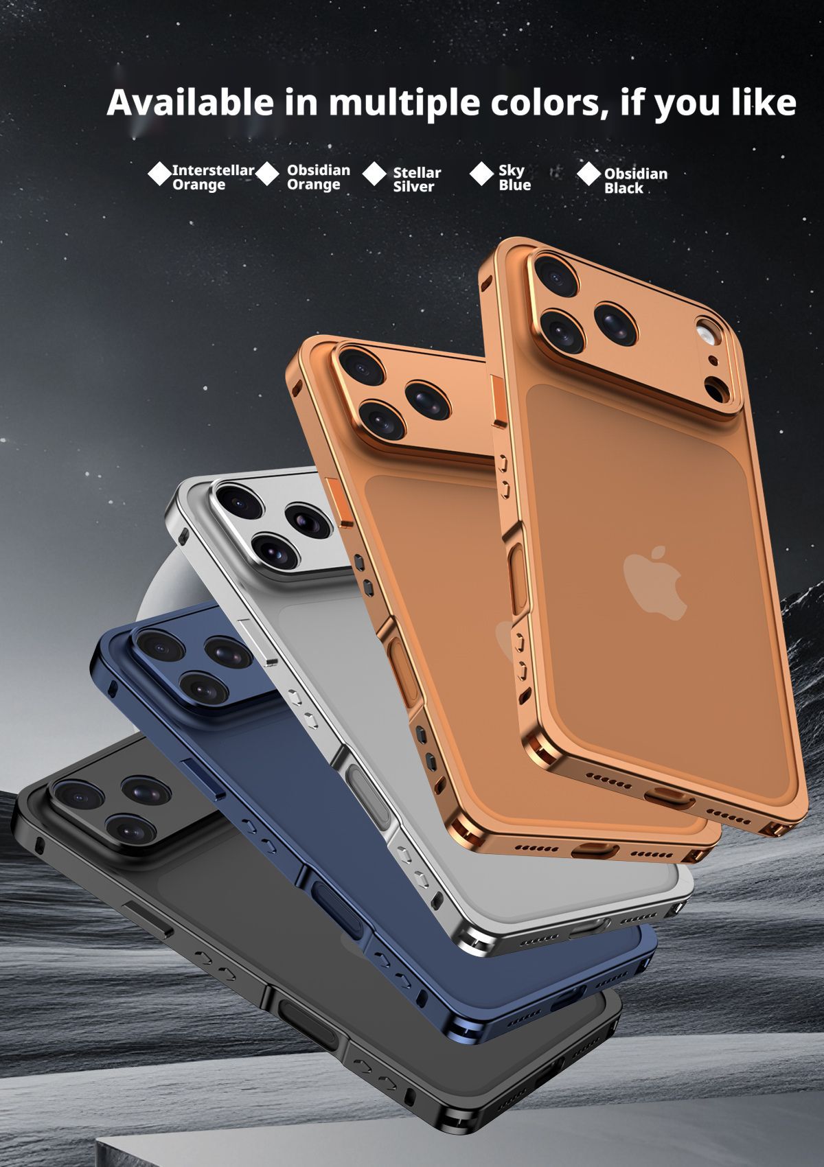 Ốp lưng iPhone viền kim loại tản nhiệt chống sốc dạng khung móc biển — Cam, Bạc, Đen, Xanh chi tiết 18