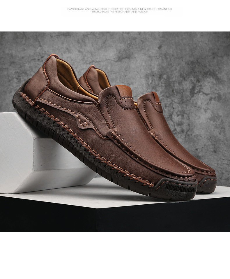 Giày lười nam da tổng hợp mũi tròn đế bằng, giày slip-on cỡ lớn may chỉ thủ công — 9918 Màu đen, 9918 nâu nhạt, 9918 nâu đậm chi tiết 24