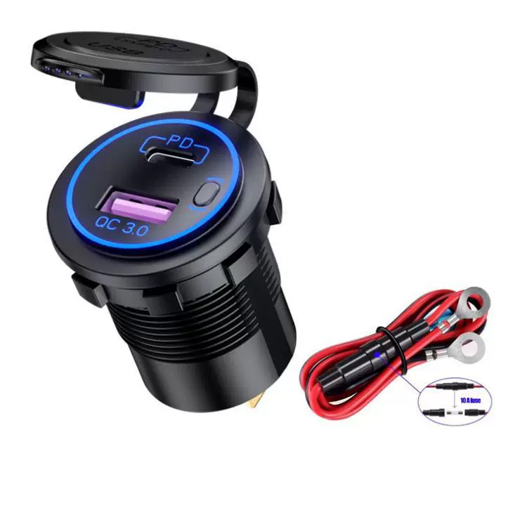 Корабль автомобиль RV мобильный телефон charger QC3.0 быстрая зарядка USB разъём с переключателем PD интерфейс 20W автомобильное зарядное