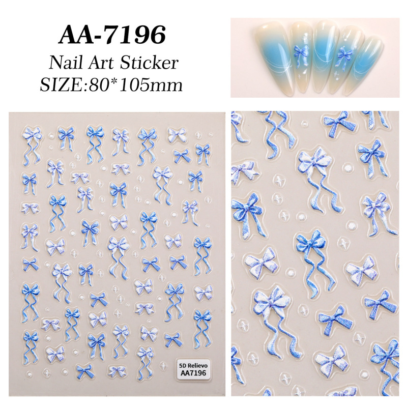 オリジナルリボンネイルアートステッカー 5D エンボス加工立体カラーマッチングリボンリボンネイルステッカージュエリー AA スタイル|undefined