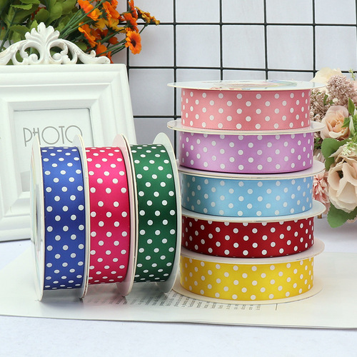 Polka dot ribbon double-sided high-density ribbon flower gift packaging ribbon decorative ribbon handmade diy hair accessories ribbon