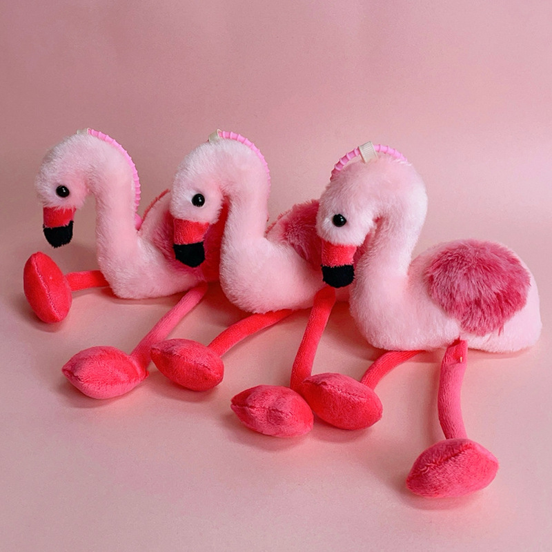 Simulated Flamingo Plush Doll Keychain Bag Pendant Toy Claw Machine Doll Toy Cross-Border Wholesale Doll