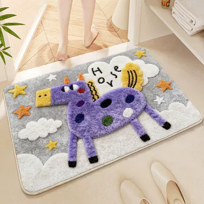 Avtomobil döşəmə paspasları — Cartoon Cute and Cute Kitten Bathroom - use-your-dreams-as-a-horse-4060cm-thick-imitation-cashmere