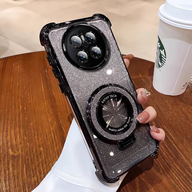Suitable for Huawei Mate70Air Mate80 Glitter Phone Case with Magnetic Stand and Lens Film Anti-Fall Airbag Suitable for Huawei Mate70Air Mate80 Glitter Phone Case with Magnetic Stand and Lens Film Anti-Fall Airbag