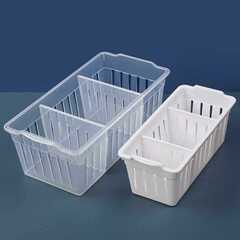 透明桌麵塑料收納筐長方形盒抽屜分格分隔廚房浴室置物零食小籃子