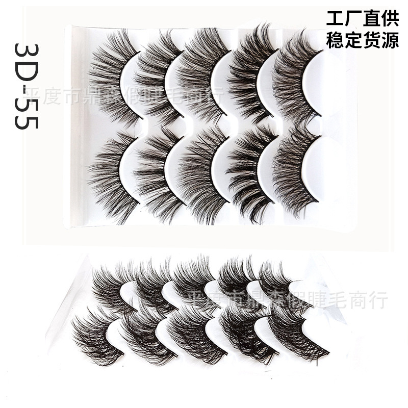 DINGSEN pestañas postizas de fábrica al por mayor 3D pestañas tridimensionales 5 pares Paquete de pestañas tres más de D-46 estilos