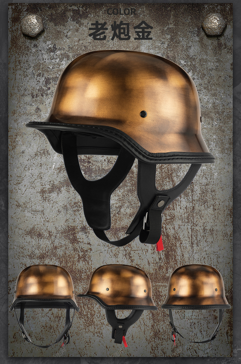 Motorcycle Helmets for Men and Women, Summer Retro Cruise Half Helmets, Pedal Motorcycles, Lightweight Four-Season Breathable Scoop Helmets