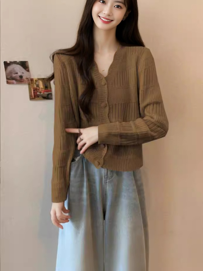 Cárdigan de Punto con Cuello en V para Mujer de Acetato con Botones para Primavera