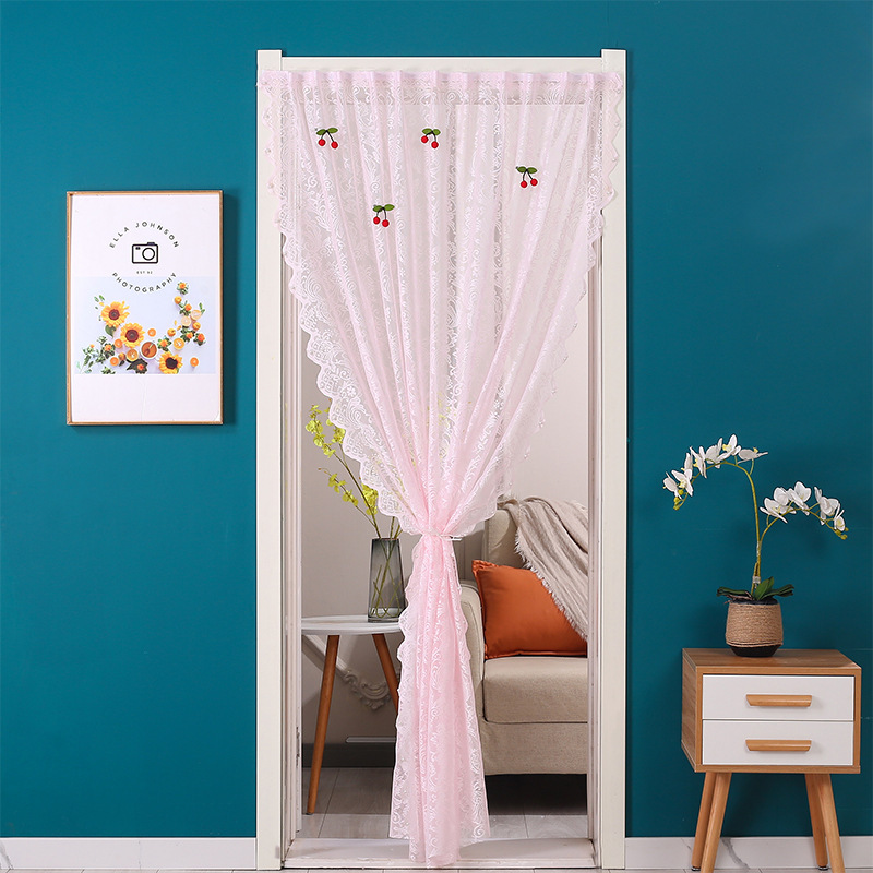 Summer New Anti-mosquito Gauze Curtain Door Curtain Lace Embroidery Non-perforated Velcro Partition Curtain Bedroom Home Simple