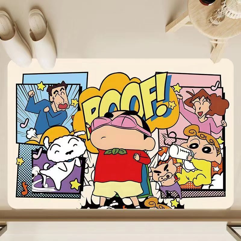 Cartoon Cute Shin-Chan Diatomaceous Earth Absorbent Floor Mat Bathroom Mat Entrance Door Mat Bathroom Foot Mat Wholesale