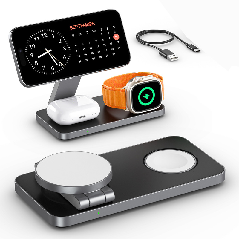 Amazon cross-border multi-function three-in-one wireless charger for Apple mobile phone watch headset wireless charging