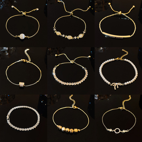 Korean style personalized high-end pearl bracelet for women ins niche design internet celebrity fashion temperament titanium steel bracelet bracelet
