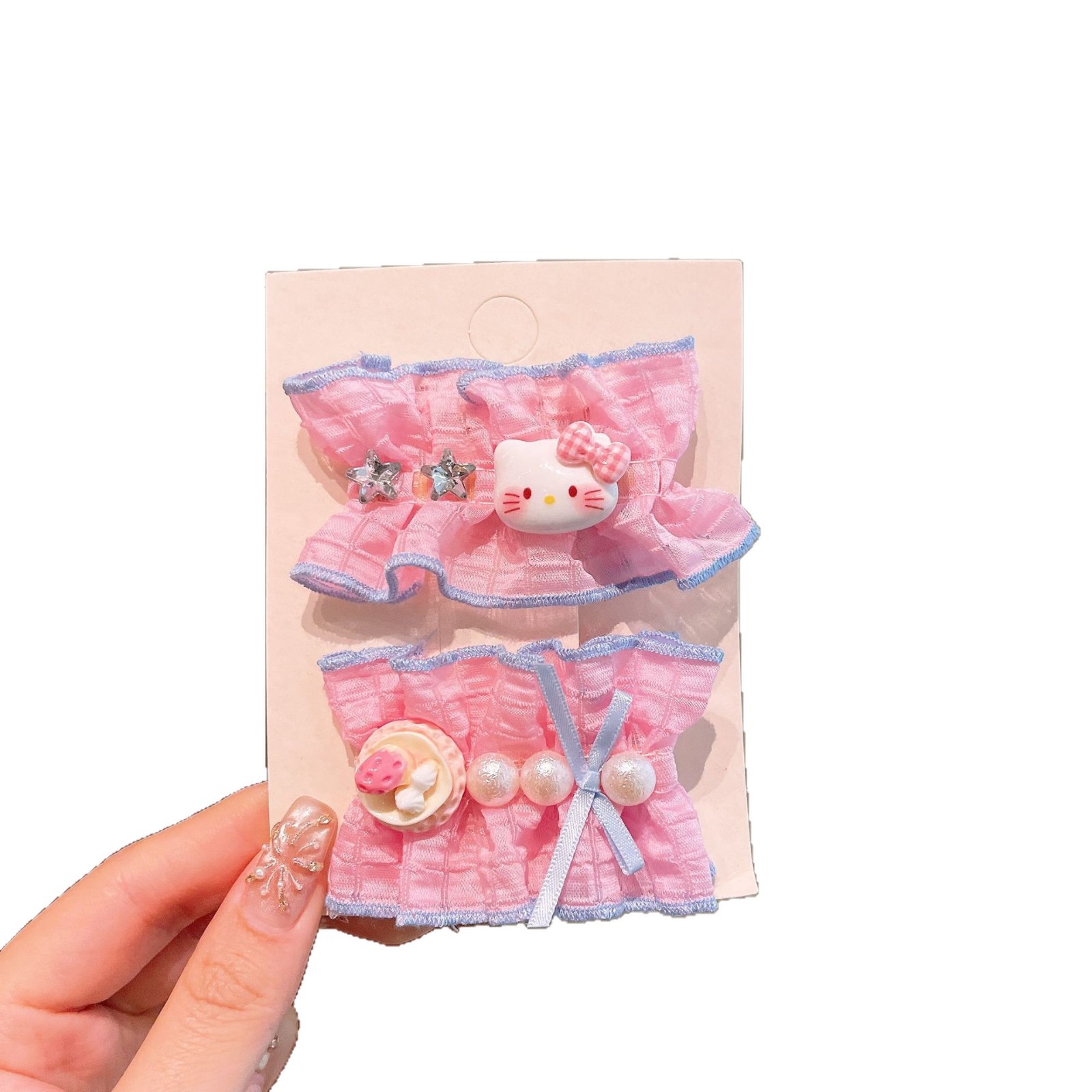 Hermoso arco de color caramelo Sanrio clips de pelo para niños niñas todo incluido tela pares de clips de pelo para bebés accesorios para el pelo