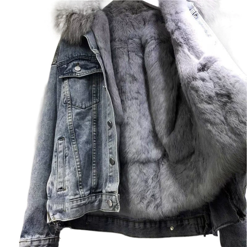 Warm denim short winter down jacket, Korean style