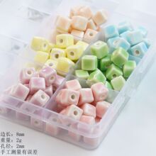 8mm小正方散珠批发 手工DIY材料景德镇陶瓷项链手链串珠