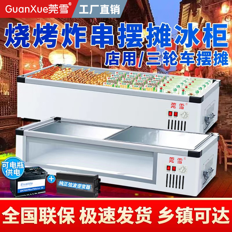 莞雪冰柜台式冷藏烧烤炸串展示柜小型冷冻保鲜卧式三轮车摆摊冰箱