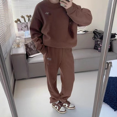 现 alo 卫衣套装 圆领长袖宽松情侣卫衣套装纯色简约款百搭上衣女