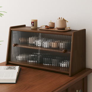 Solid Wood Tea Cup Tea Set Storage Cabinet Dining Table Countertop Cup Storage Rack Desktop Dustproof Water Cup Coffee Cup Holder