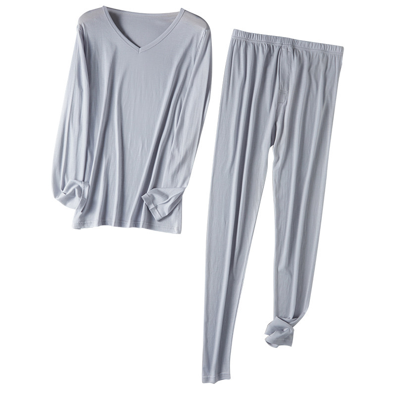 Autumn and Winter mulberry silk cotton men's warm autumn clothes long pants elastic elastic waist comfortable not tight bottoming suit