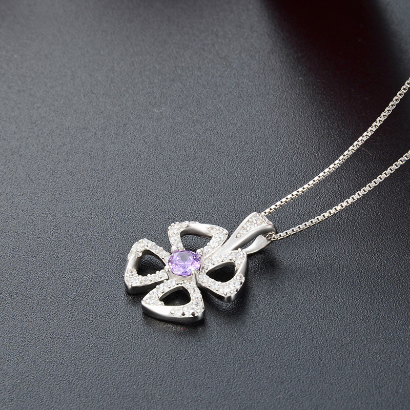 Accesorios transfronterizos de plata esterlina 925 collar de cuatro hojas nicho femenino temperamento de alto nivel colgante de flores colgante de cadena de clavícula