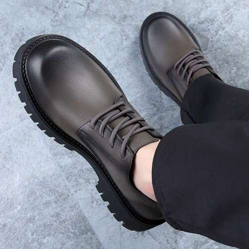 Bestselling Calfskin Leather/Soft Sole and Upper/Thick Sole and Heel Autumn Casual Derby Shoes