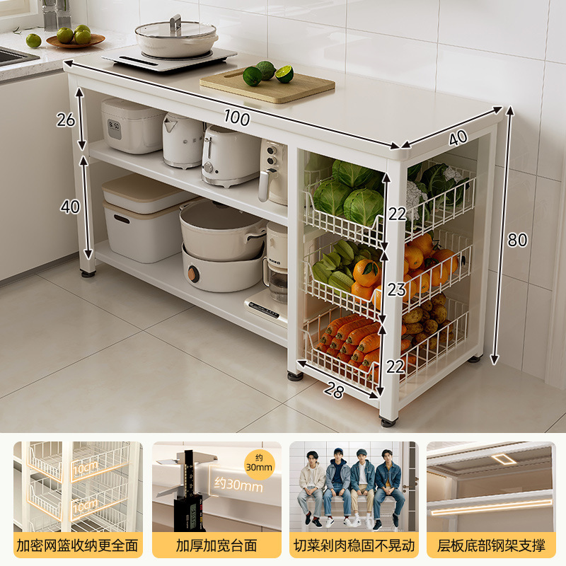 Estante de almacenamiento multicapa de piso de cocina, mesa de corte de verduras multifuncional para microondas, estante de almacenamiento de armario de comedor