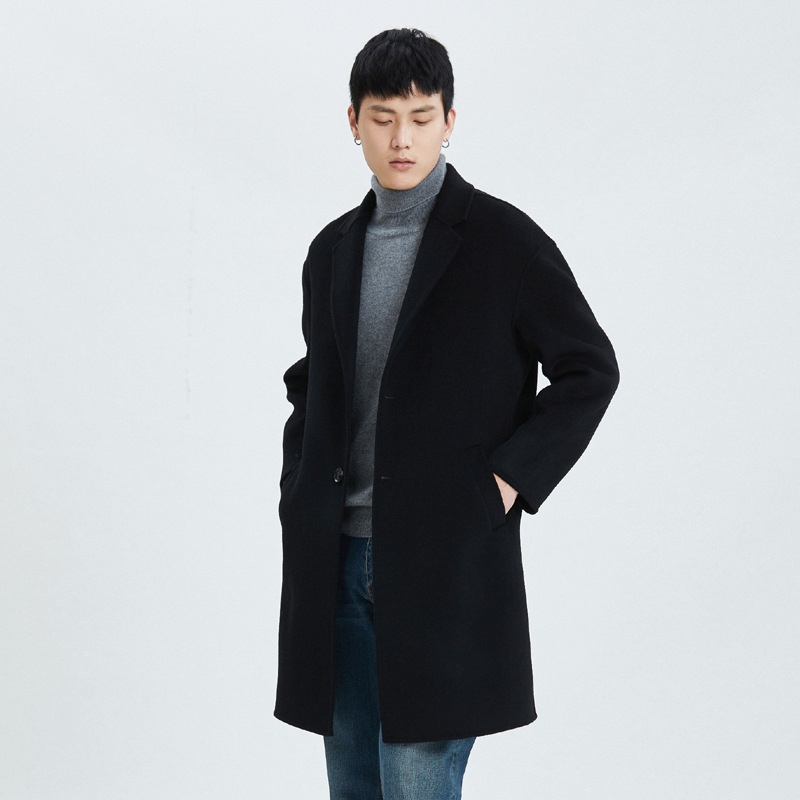 Demi-season double-sided woolen long suit for boys