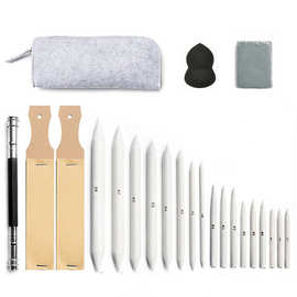 跨境纸擦笔23件套装素描涂抹纸笔铅笔延长器砂纸板绘画美术工具