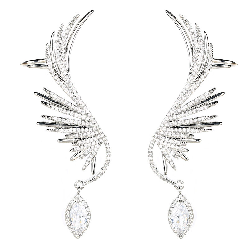 Серебряные серьги-капли Angel Wings, 925 пробы, микропаве из Zircon, элегантная каплевидная форма