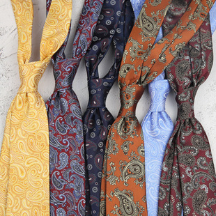 Men's Golden Fashion Dress Business European and American Paisley Vintage 7CM Cashew Flower Casual Hand Tie