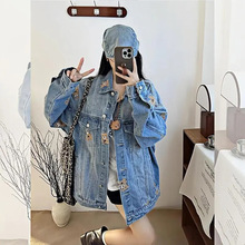 春秋新款复古小熊刺绣牛仔外套女高街宽松休闲百搭显瘦夹克上衣潮